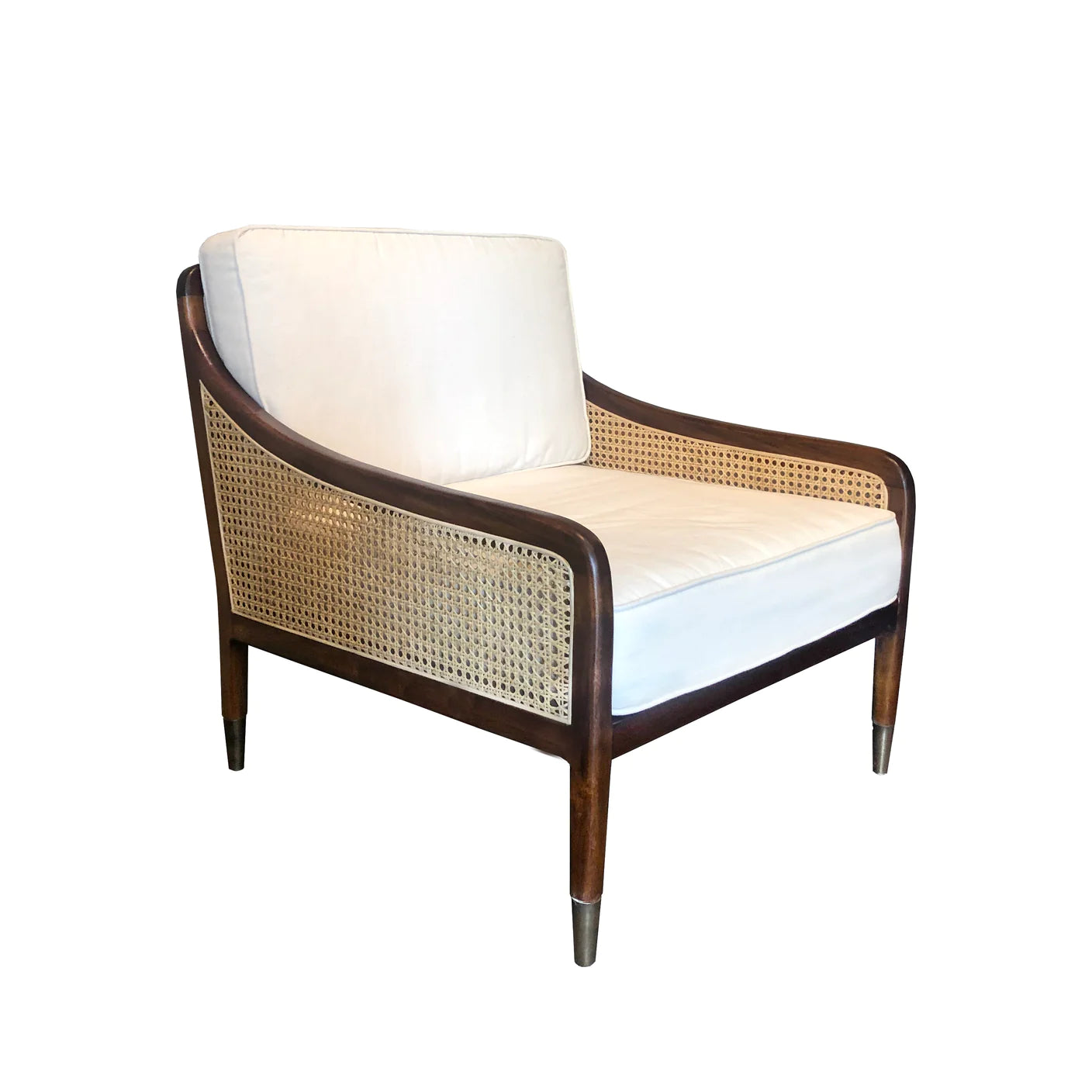 Safari Cane and Brass Armchair
