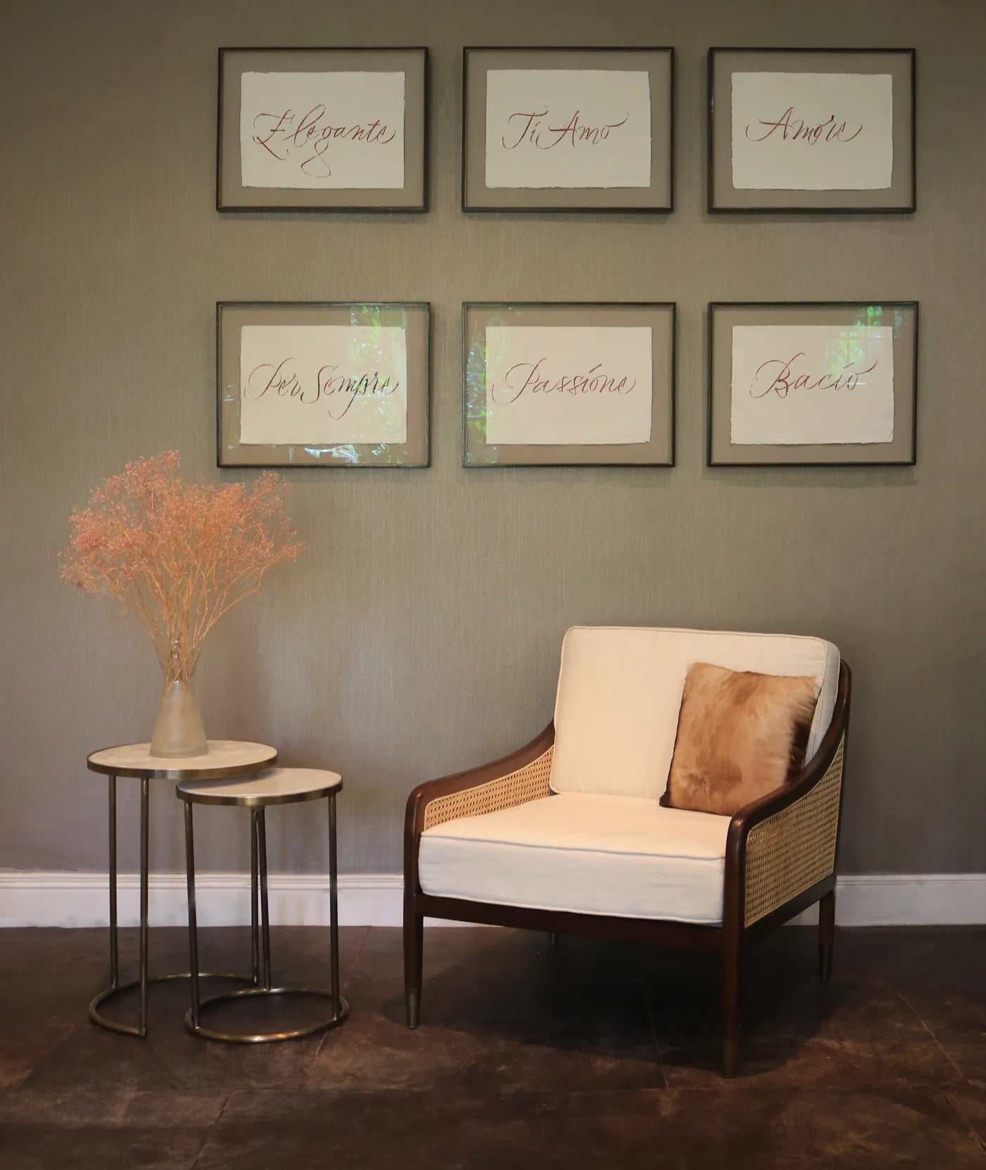 Safari Cane and Brass Armchair